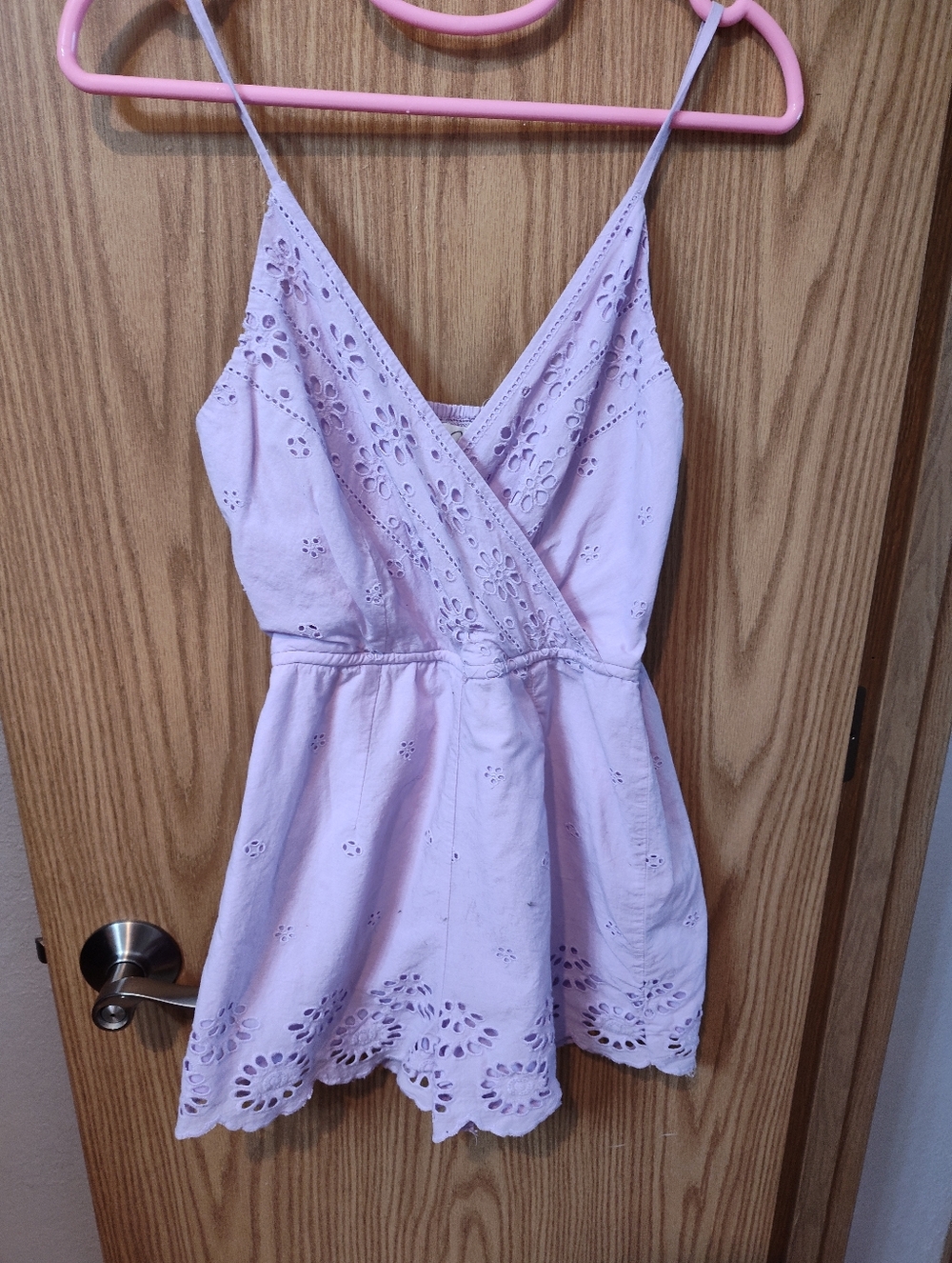 Lavender Eyelet Romper - Spaghetti Strap